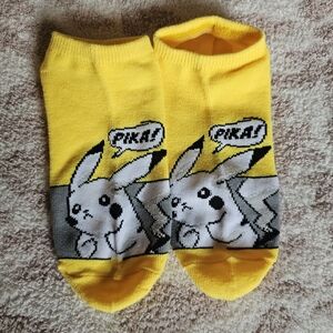 Yellow Pikachu Ankle Socks